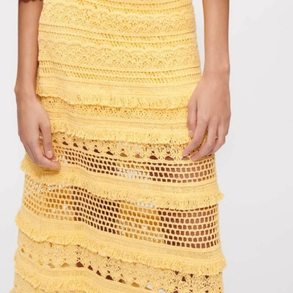MAJE Yellow Crochet Knit Midi Skirt - Picture 3 of 7